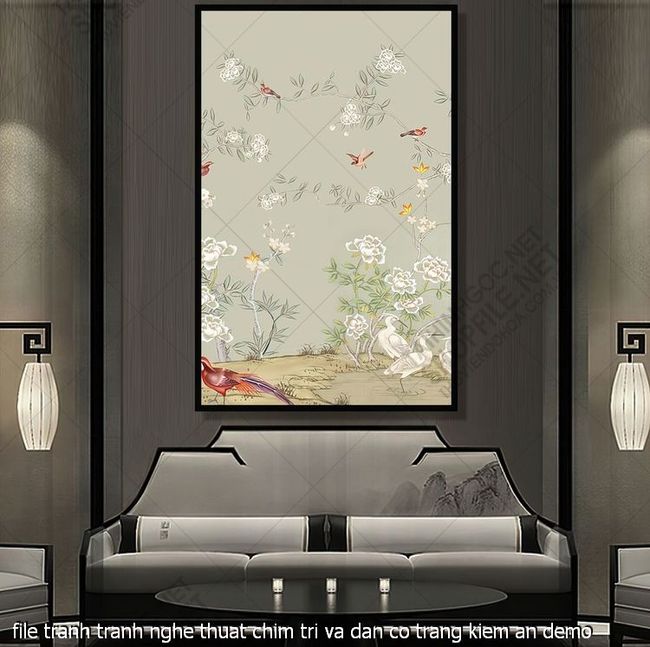 file tranh tranh nghe thuat chim tri va dan co trang kiem an